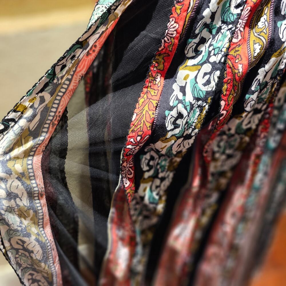 Soft Surroundings PL Boho Patchwork Maxi Skirt Rayon India Gypsy Cottagecore - Picture 5 of 11